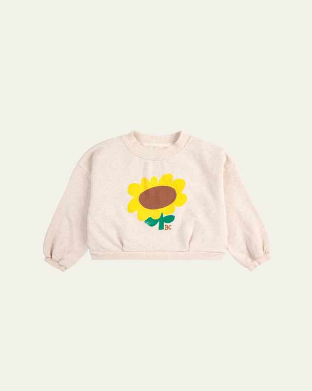 Girl's Sunflower Graphic Cropped Sweatshirt, Size 2-13
